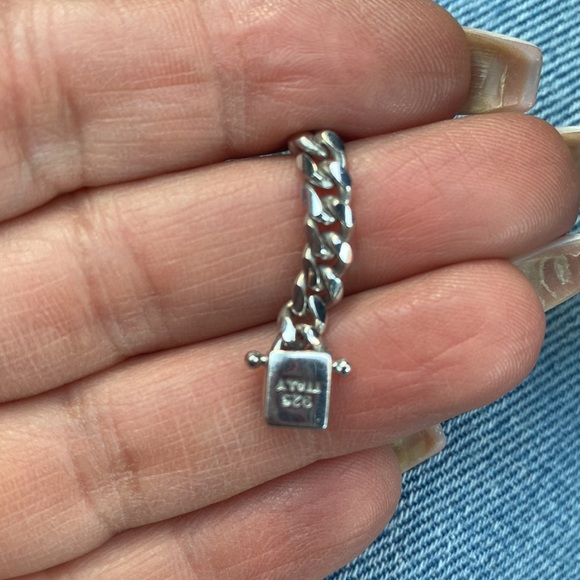 5mm Sterling Silver men’s Cuban Chain Bracelet 8.5” inches Rhodium plated - Picture 5 of 5